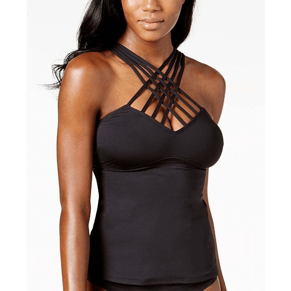 Kenneth Cole Sexy Solids Strappy Tankini Swim Top Medium NWT